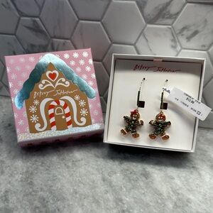 Betsey Johnson Festive Gingerbread Earrings - Red and Gold